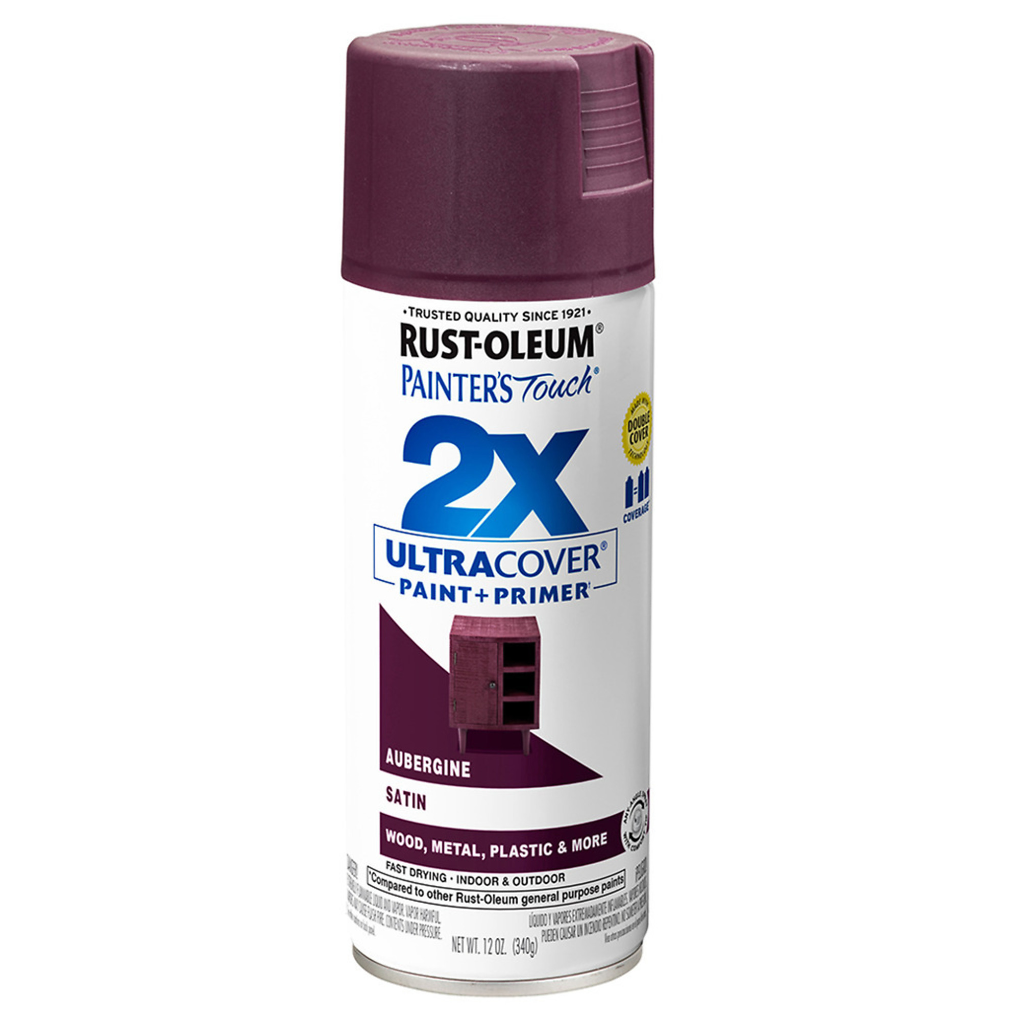 Rust-Oleum Painter's Touch 2X Spray Paint - 12 Oz., Satin Aubergine, Any-Angle Spray Tip, Model# 257419DS
